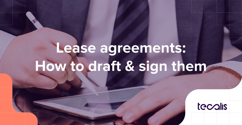 A person signing a lease agreement with electronic signature blog post header