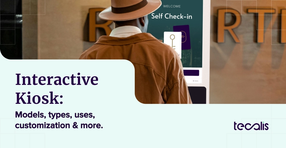 Person doing a self check in in an interactive kiosk blogpost header